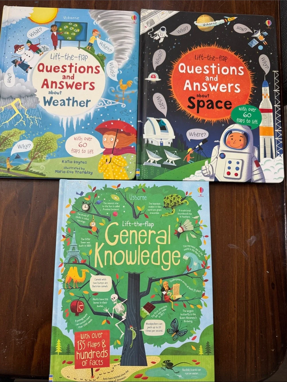 Usborne Lift-the-Flap Questions and Answers Set - Blue, Green, Black Covers
